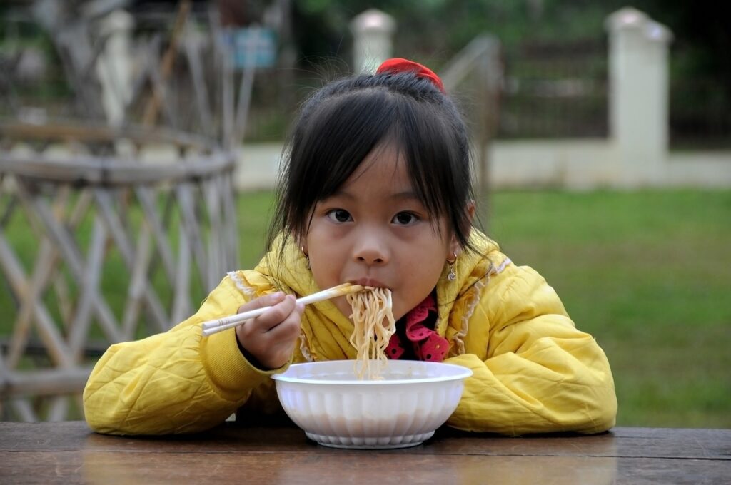 child, noodle, high land