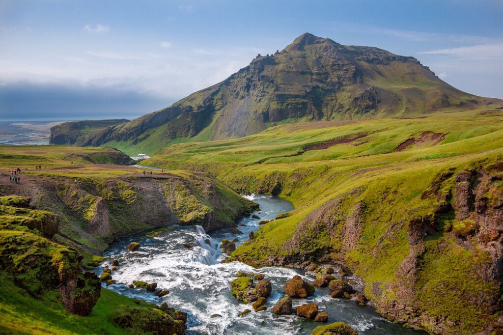 mountains landscape, valley, creek