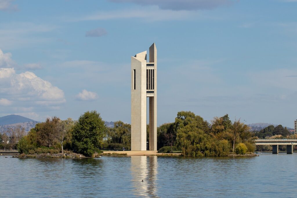 national carillon, canberra, water