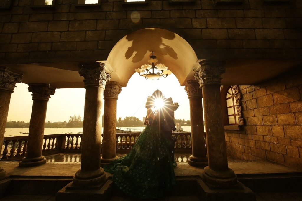 sunset, castle, bridge