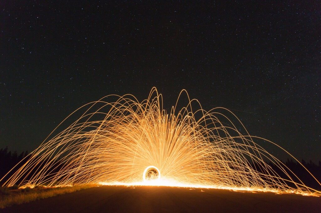 fire wheel, fireworks, wheel